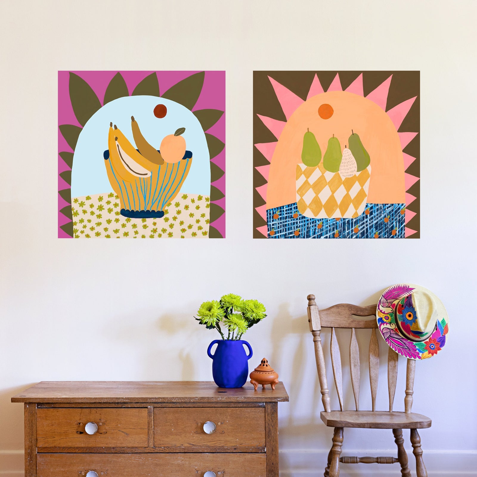 Bananas and Orange Art Print-Art Print-Gussy Dup