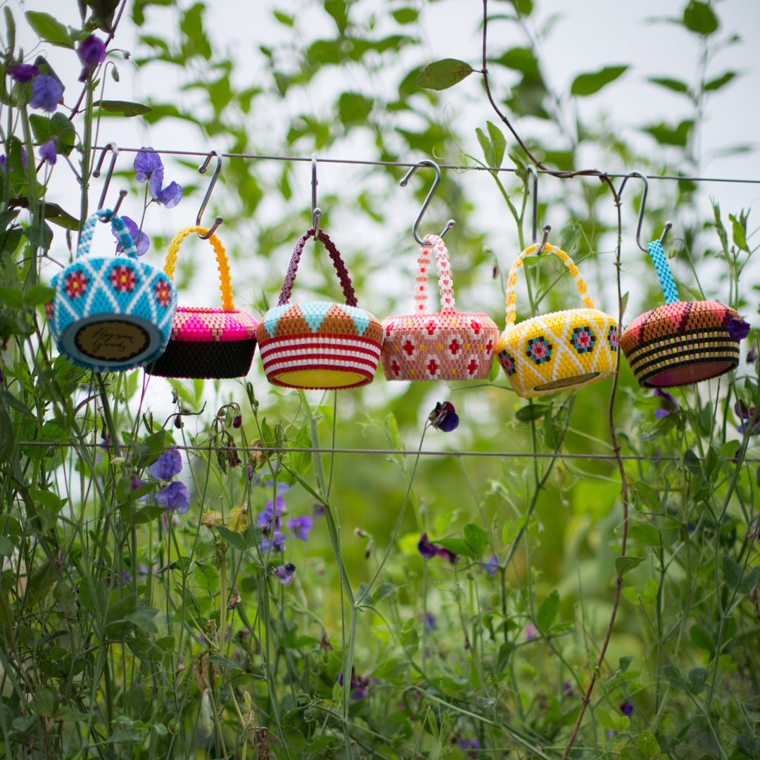 Handmade Beaded Basket - Bluebell