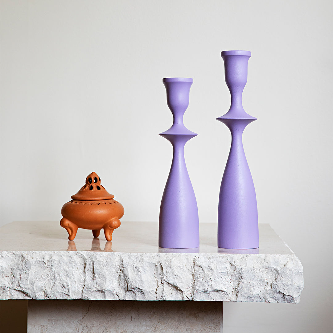 Lilac Candle Holders Milennial Purple