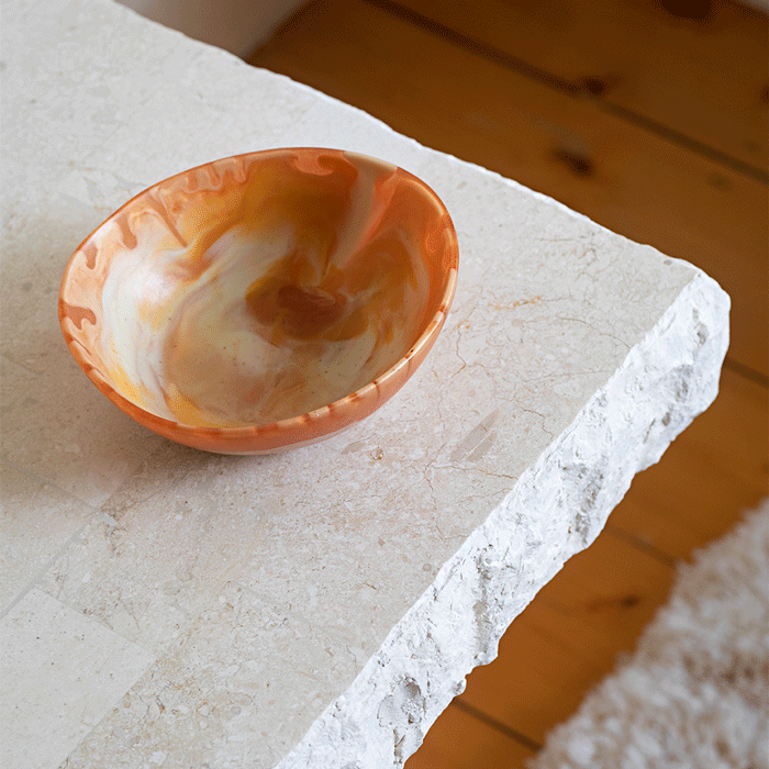Set of 3 Handmade Resin Nesting Bowls - Amber