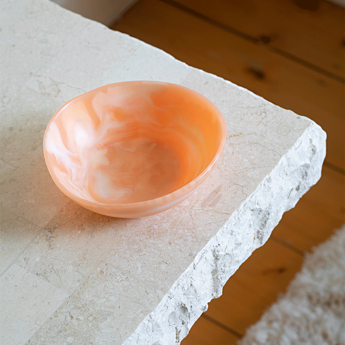 Set of 3 Handmade Resin Nesting Bowls - Coral