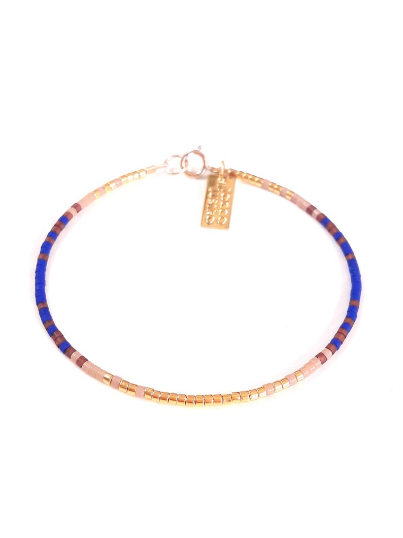 Beaded Stacking Bracelet - Blue and Gold